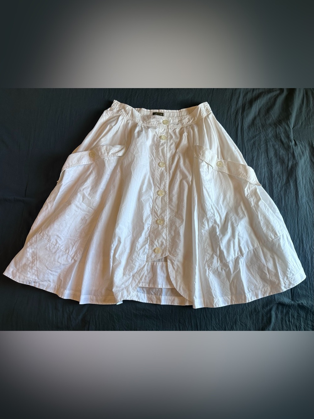 Fei Anthropologie White Button-Front Cotton Women’s Skirt - Size 6
